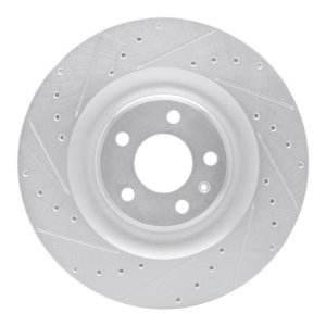 Audi e-Tron S Brake Rotor (1) - Rear Left - R1 Concepts - Drilled & Slotted - Silver - `17-`25
